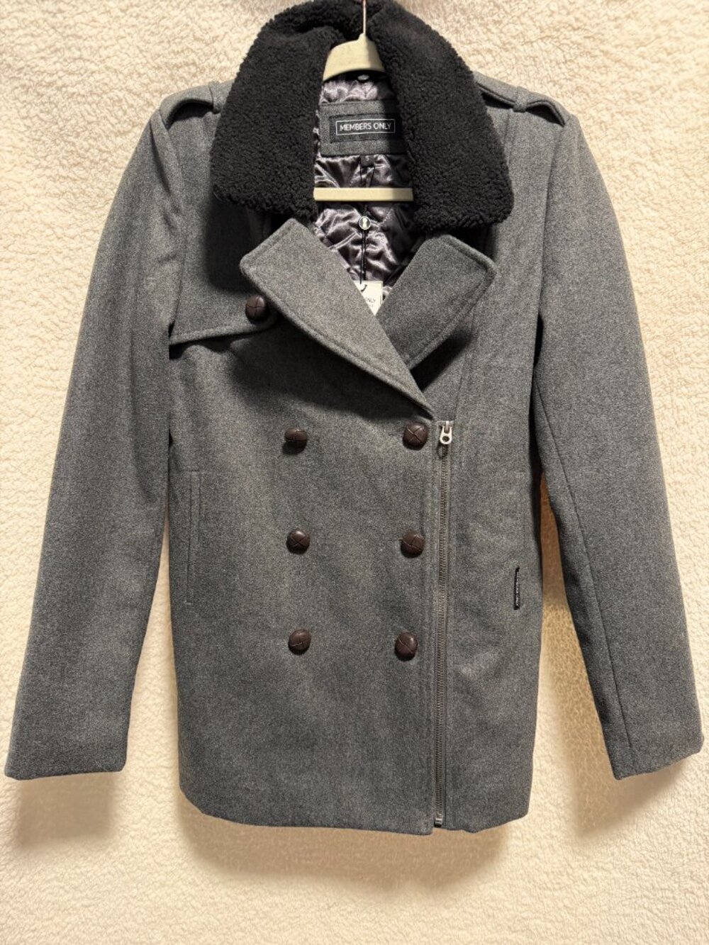 MEMBERS ONLY Men's Wool-blend Peacoat Jacket Gray Size Small $248 msrp NEW